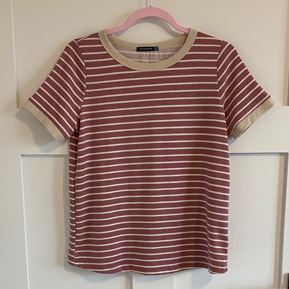 Staccato Pink and White Short Sleeve Tee